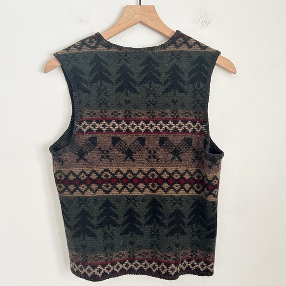 Woolrich Wool Button Up Sleeveless Vest Green Size M - Picture 5 of 6